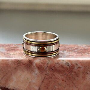 Spinner Ring, Sterling Silver & Copper, Size 7